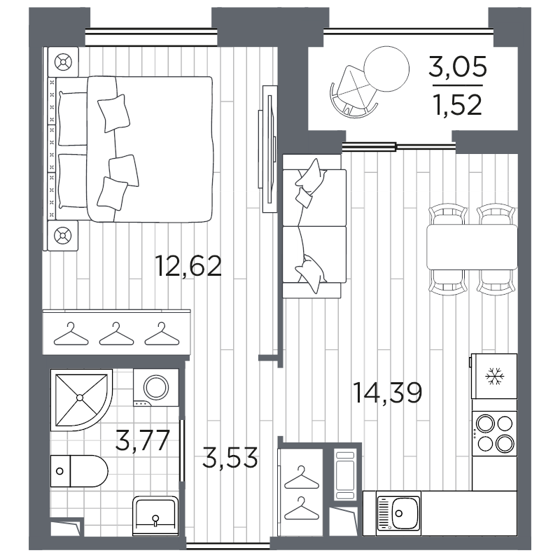 1-комнатная квартира, 35.83 м²; этаж: 3 - купить в Санкт-Петербурге