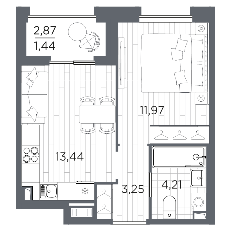 1-комнатная квартира, 34.31 м²; этаж: 11 - купить в Санкт-Петербурге