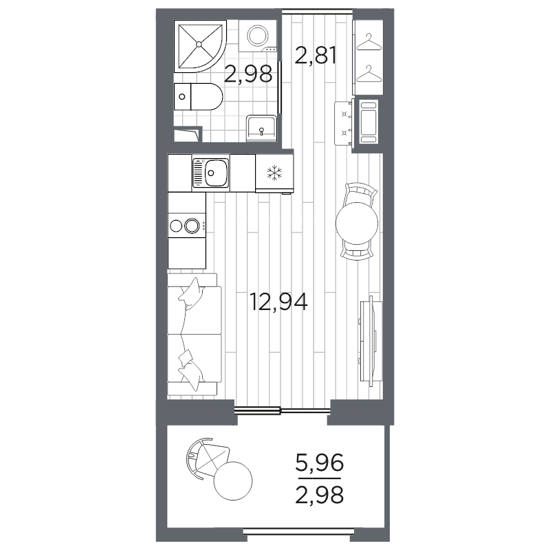 1-комнатная квартира, 21.71 м²; этаж: 3 - купить в Санкт-Петербурге