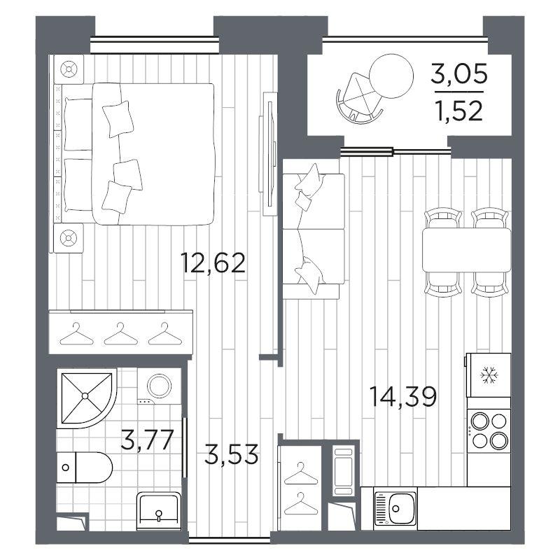 1-комнатная квартира, 35.83 м²; этаж: 8 - купить в Санкт-Петербурге
