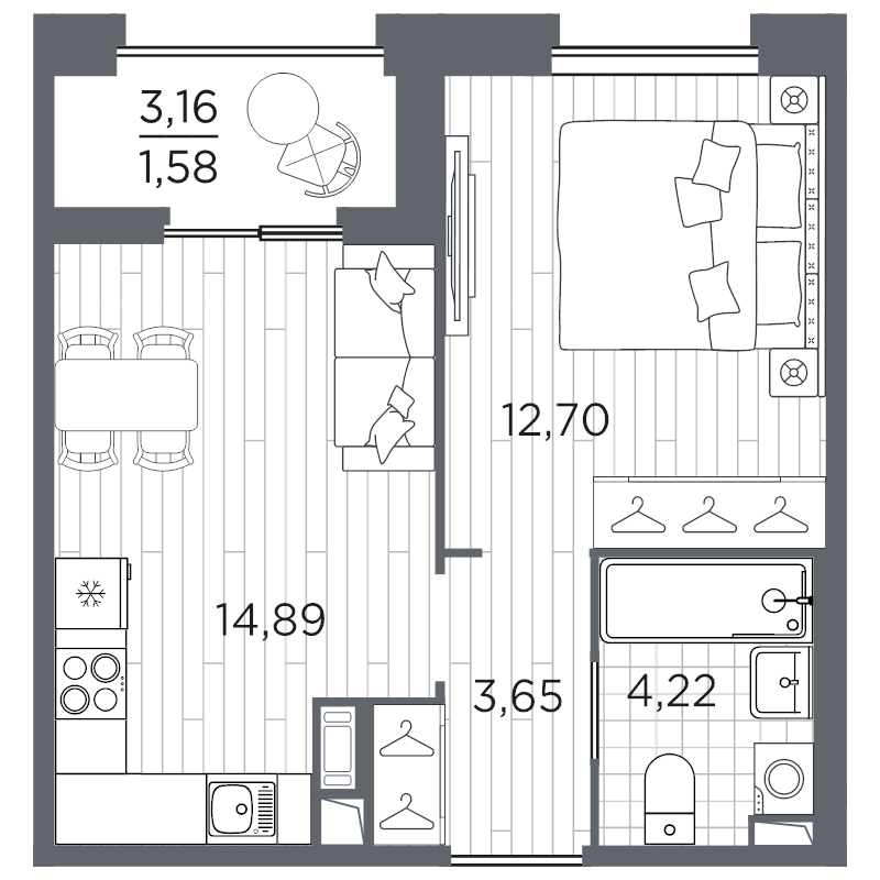 1-комнатная квартира, 37.04 м²; этаж: 7 - купить в Санкт-Петербурге