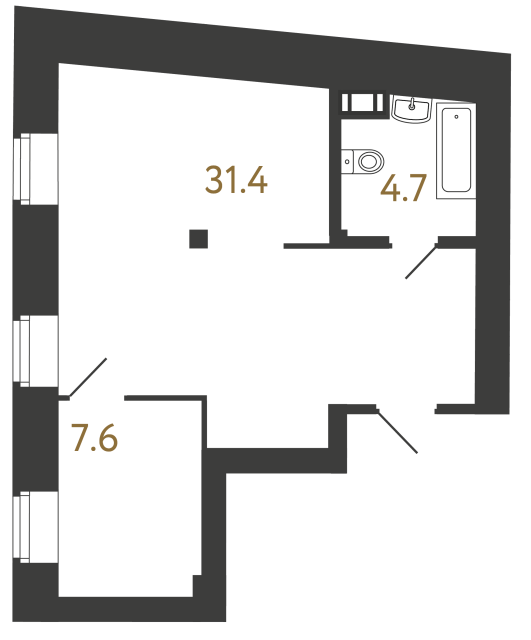 1-комнатная квартира, 43.7 м²; этаж: 2 - купить в Санкт-Петербурге