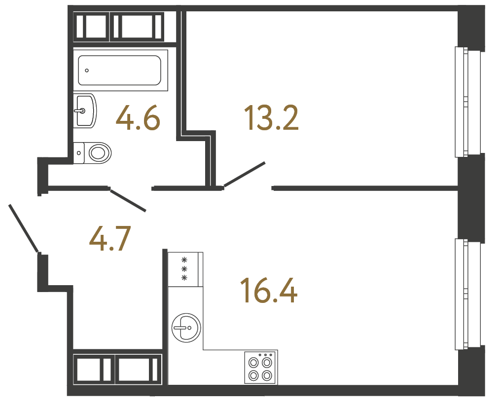 1-комнатная квартира, 38.9 м²; этаж: 4 - купить в Санкт-Петербурге