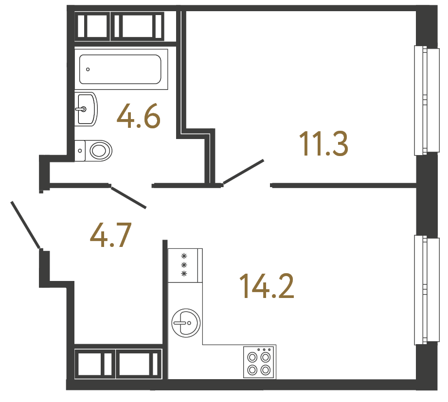 1-комнатная квартира, 34.8 м²; этаж: 10 - купить в Санкт-Петербурге