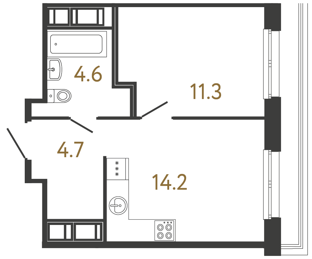 1-комнатная квартира, 34.8 м²; этаж: 6 - купить в Санкт-Петербурге