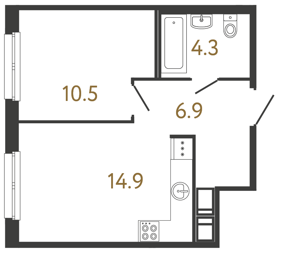 1-комнатная квартира, 36.6 м²; этаж: 10 - купить в Санкт-Петербурге