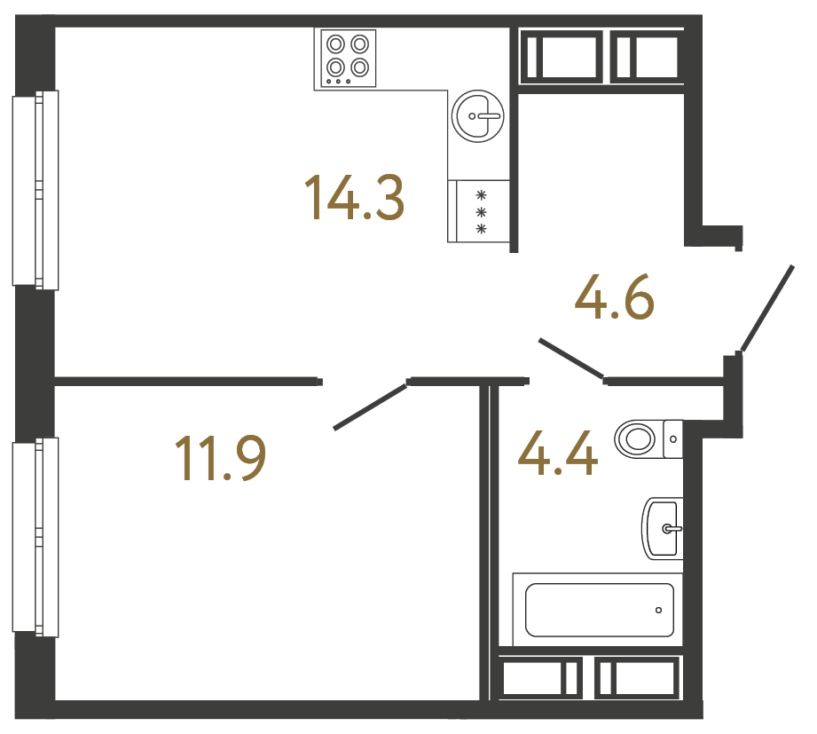 1-комнатная квартира, 35.2 м²; этаж: 6 - купить в Санкт-Петербурге