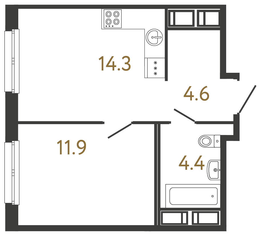 1-комнатная квартира, 35.2 м²; этаж: 11 - купить в Санкт-Петербурге