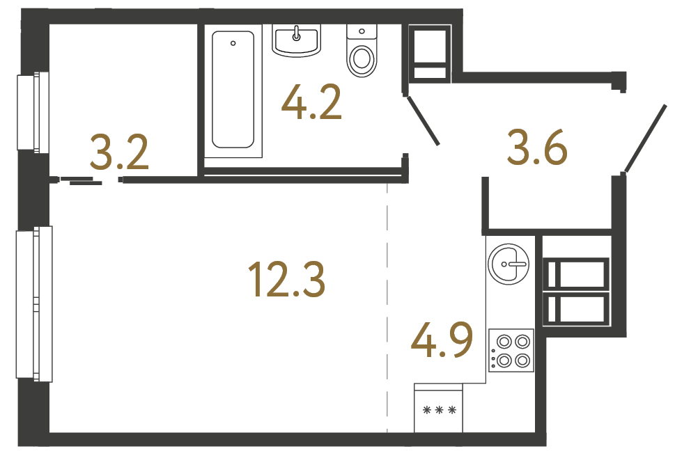 1-комнатная квартира, 28.2 м²; этаж: 10 - купить в Санкт-Петербурге
