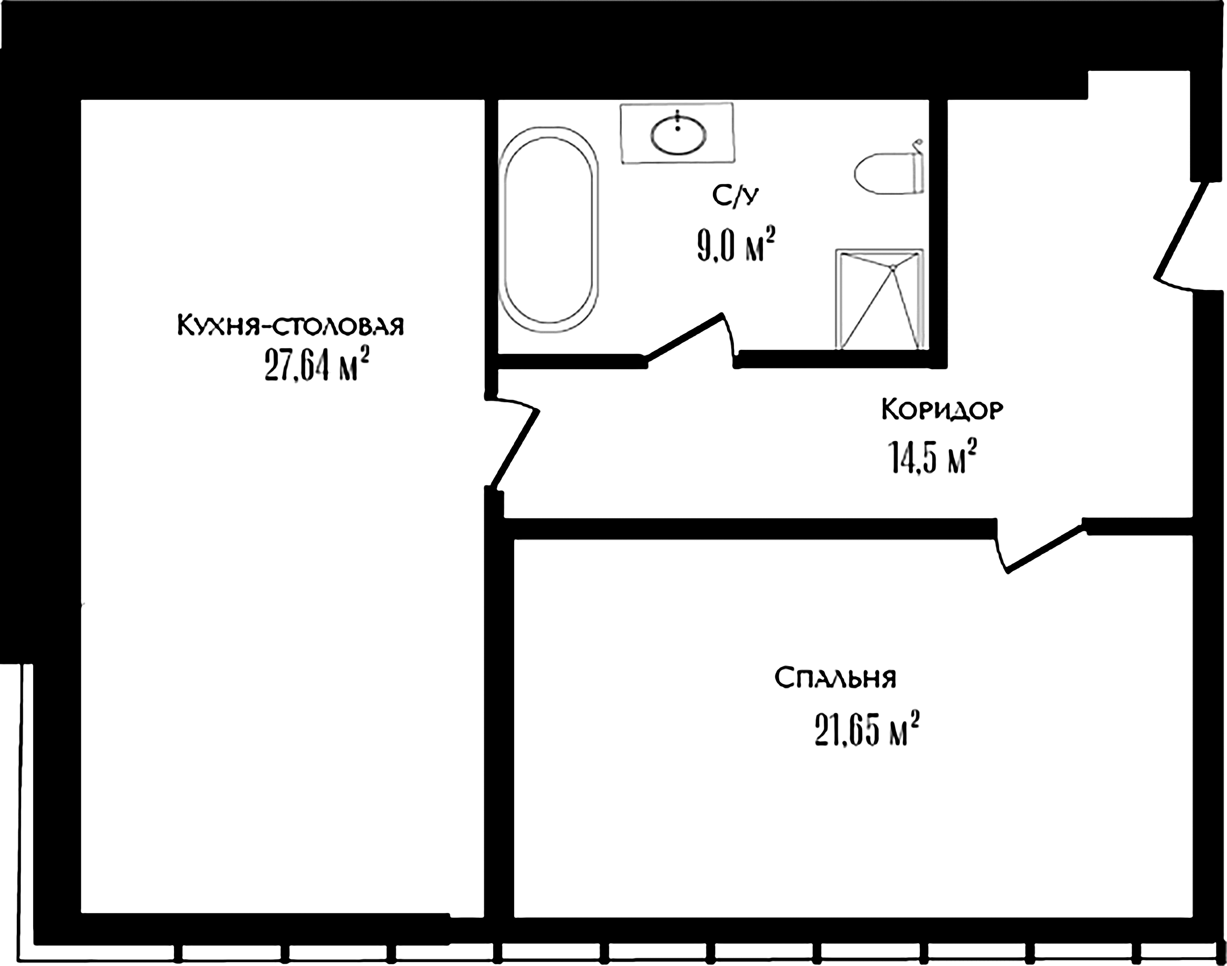 1-комнатная квартира №6.5. в Три грации 1-й корпус: 72.79 м², этаж 6 - купить в Санкт-Петербурге