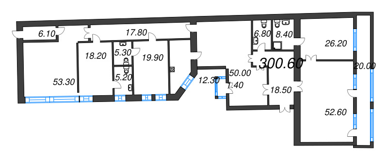 5-комнатная квартира №6.4. в Три грации 1-й корпус: 295.53 м², этаж 6 - купить в Санкт-Петербурге