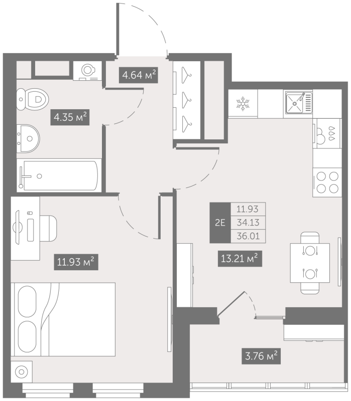 1-комнатная квартира, 36.01 м²; этаж: 6 - купить в Санкт-Петербурге
