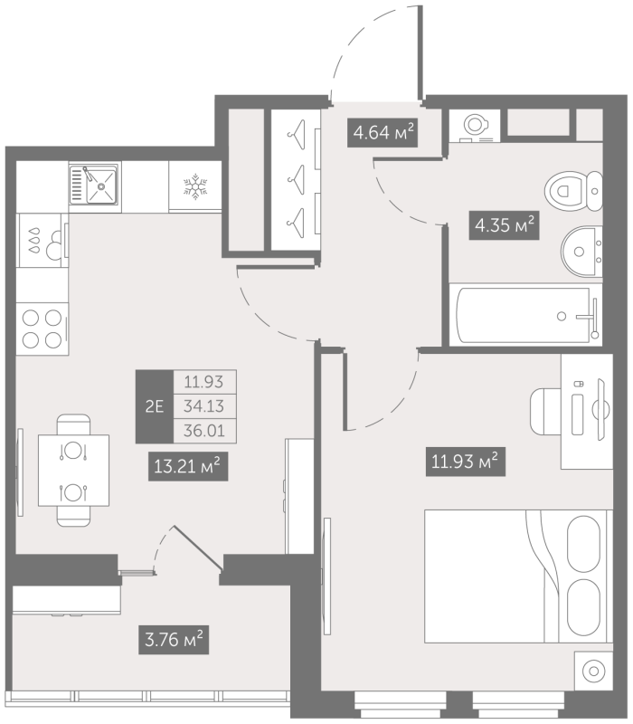 1-комнатная квартира, 36.01 м²; этаж: 7 - купить в Санкт-Петербурге