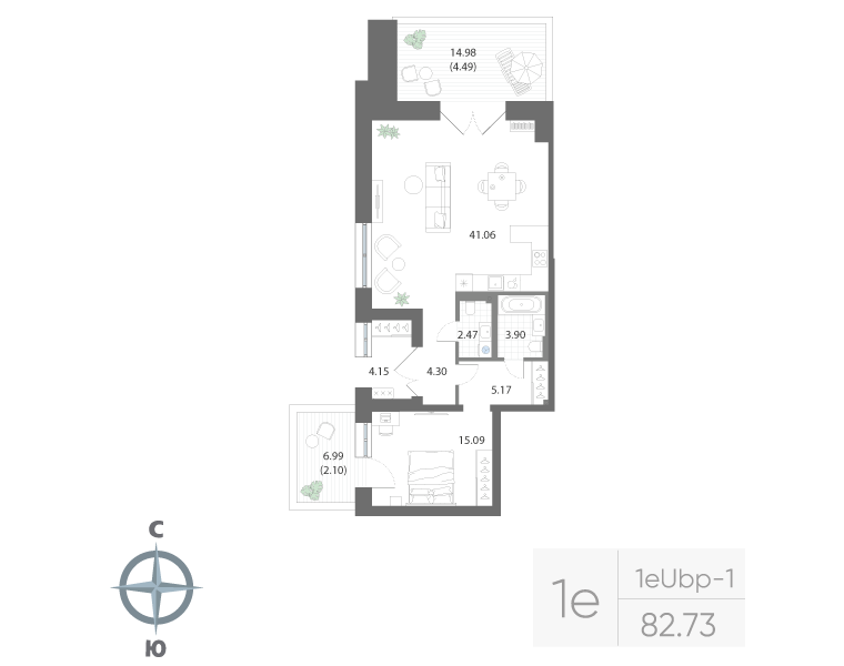 1-комнатная квартира, 82.73 м²; этаж: 1 - купить в Санкт-Петербурге