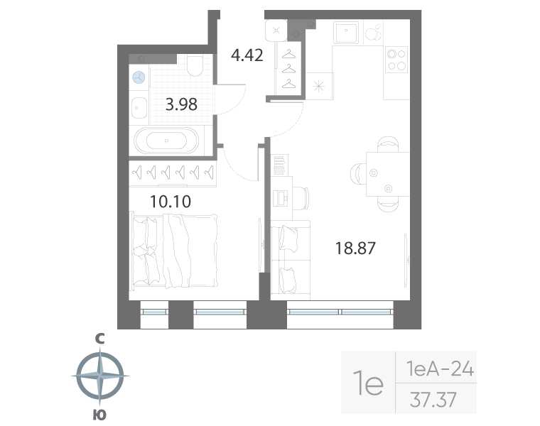 2-комнатная квартира, 77.05 м²; этаж: 4 - купить в Санкт-Петербурге