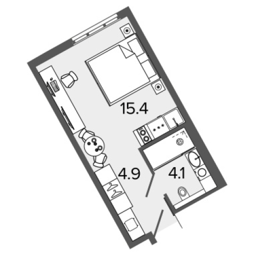 1-комнатная квартира, 23.6 м²; этаж: 13 - купить в Санкт-Петербурге