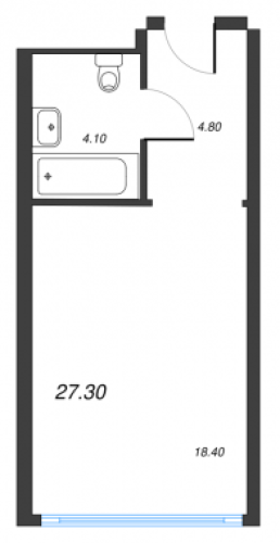 1-комнатная квартира, 27.3 м²; этаж: 2 - купить в Санкт-Петербурге