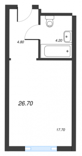 1-комнатная квартира, 25.8 м²; этаж: 4 - купить в Санкт-Петербурге