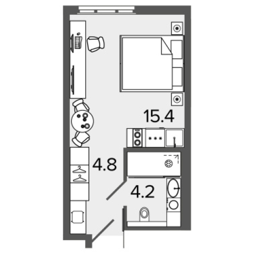 1-комнатная квартира №6к2 в: ARTSTUDIO М103: 23.8 м²; этаж: 13 - купить в Санкт-Петербурге