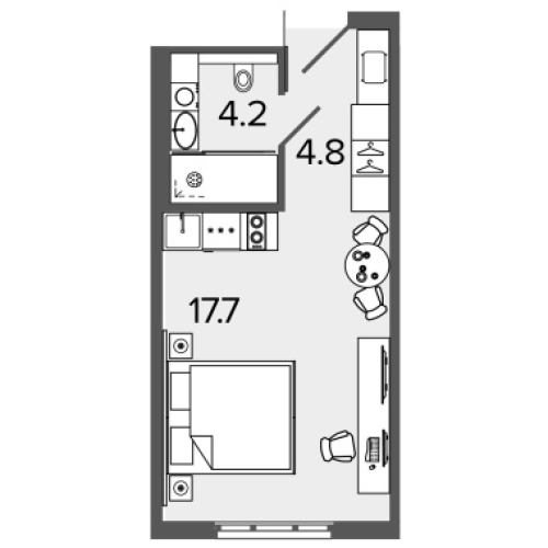 1-комнатная квартира, 26.1 м²; этаж: 15 - купить в Санкт-Петербурге