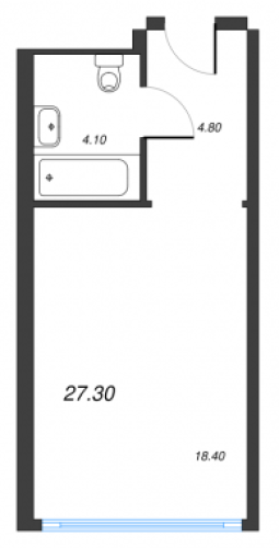 1-комнатная квартира, 26.8 м²; этаж: 2 - купить в Санкт-Петербурге