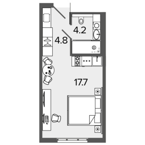 1-комнатная квартира, 25.8 м²; этаж: 15 - купить в Санкт-Петербурге
