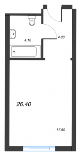 1-комнатная квартира, 26.4 м²; этаж: 3 - купить в Санкт-Петербурге