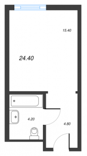 1-комнатная квартира №6к2 в: ARTSTUDIO М103: 23.6 м²; этаж: 13 - купить в Санкт-Петербурге