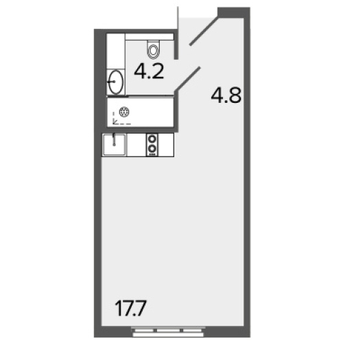 1-комнатная квартира, 25.9 м²; этаж: 15 - купить в Санкт-Петербурге