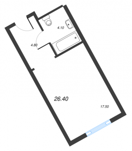 1-комнатная квартира, 25.5 м²; этаж: 3 - купить в Санкт-Петербурге