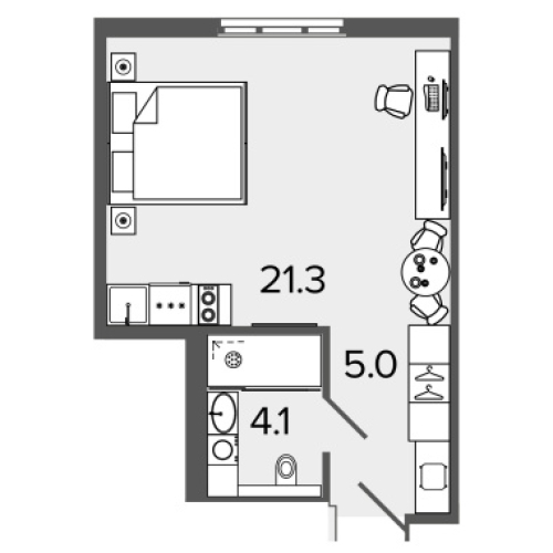 1-комнатная квартира №103 в: М103: 29.7 м²; этаж: 4 - купить в Санкт-Петербурге
