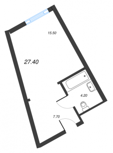 1-комнатная квартира, 27.4 м²; этаж: 8 - купить в Санкт-Петербурге