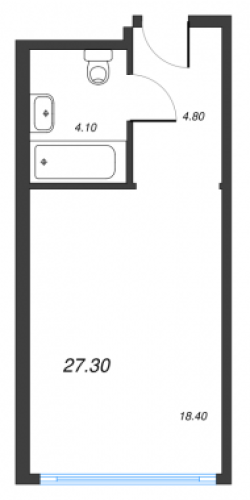 1-комнатная квартира, 26.6 м²; этаж: 2 - купить в Санкт-Петербурге