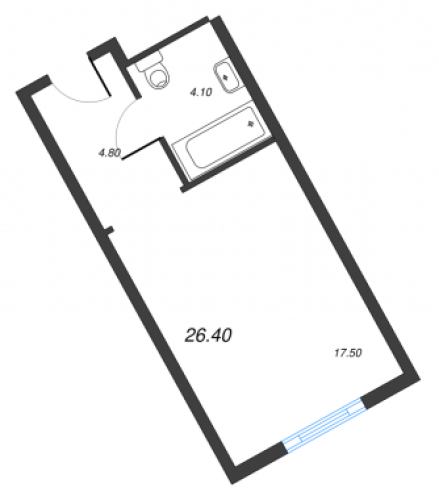 1-комнатная квартира, 26.4 м²; этаж: 3 - купить в Санкт-Петербурге