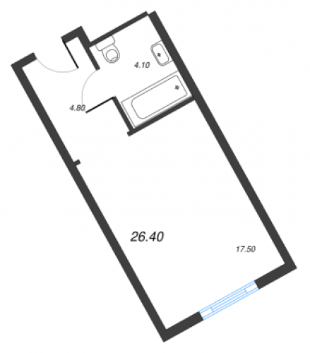 1-комнатная квартира, 25.5 м²; этаж: 3 - купить в Санкт-Петербурге