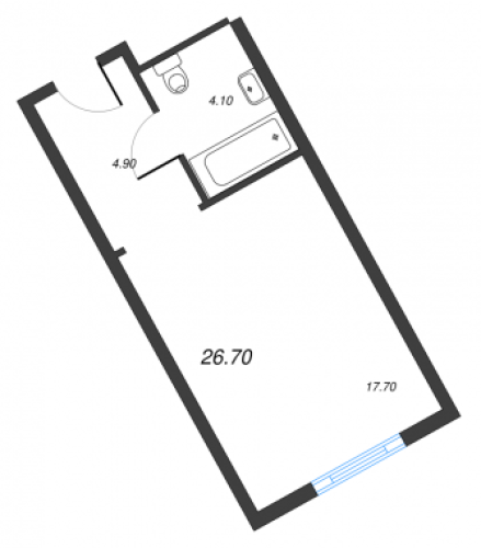 1-комнатная квартира, 26 м²; этаж: 4 - купить в Санкт-Петербурге