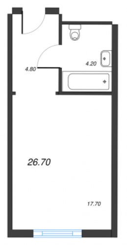 1-комнатная квартира, 25.8 м²; этаж: 9 - купить в Санкт-Петербурге