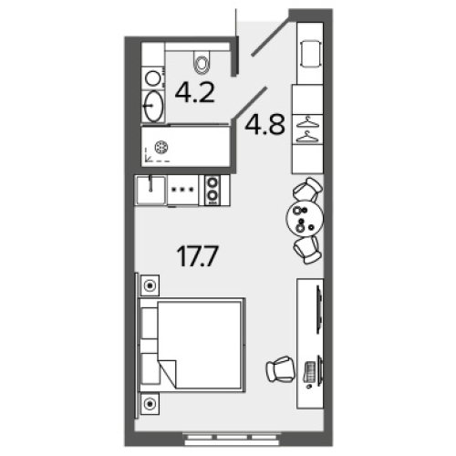 1-комнатная квартира, 25.9 м²; этаж: 15 - купить в Санкт-Петербурге
