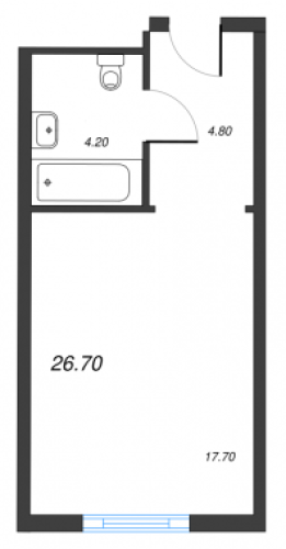 1-комнатная квартира, 25.8 м²; этаж: 7 - купить в Санкт-Петербурге