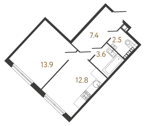 1-комнатная квартира, 40.2 м²; этаж: 5 - купить в Санкт-Петербурге