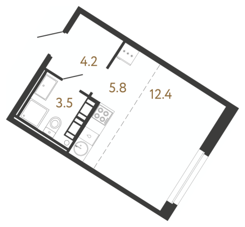 1-комнатная квартира, 25.9 м²; этаж: 3 - купить в Санкт-Петербурге