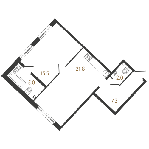 1-комнатная квартира, 51.6 м²; этаж: 3 - купить в Санкт-Петербурге