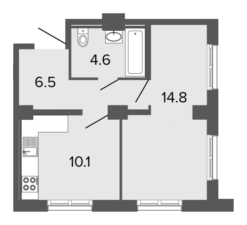 1-комнатная квартира №17 в: ULTRA CITY II: 36 м²; этаж: 2 - купить в Санкт-Петербурге