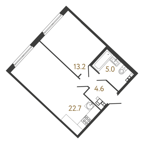 1-комнатная квартира, 45.5 м²; этаж: 4 - купить в Санкт-Петербурге