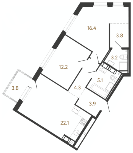 2-комнатная квартира, 71 м²; этаж: 7 - купить в Санкт-Петербурге