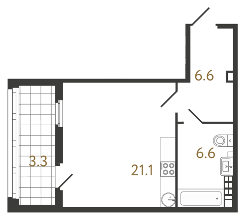 1-комнатная квартира №1 в: Клубный дом «Миръ»: 34.3 м²; этаж: 5 - купить в Санкт-Петербурге