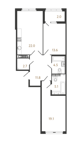 2-комнатная квартира, 78.8 м²; этаж: 8 - купить в Санкт-Петербурге