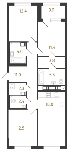 3-комнатная квартира, 84.2 м²; этаж: 4 - купить в Санкт-Петербурге