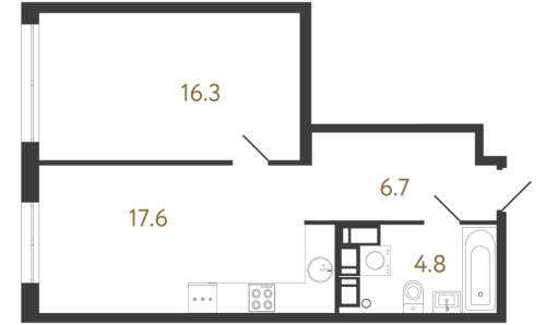 1-комнатная квартира, 45.4 м²; этаж: 21 - купить в Санкт-Петербурге
