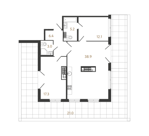 2-комнатная квартира, 82.9 м²; этаж: 8 - купить в Санкт-Петербурге